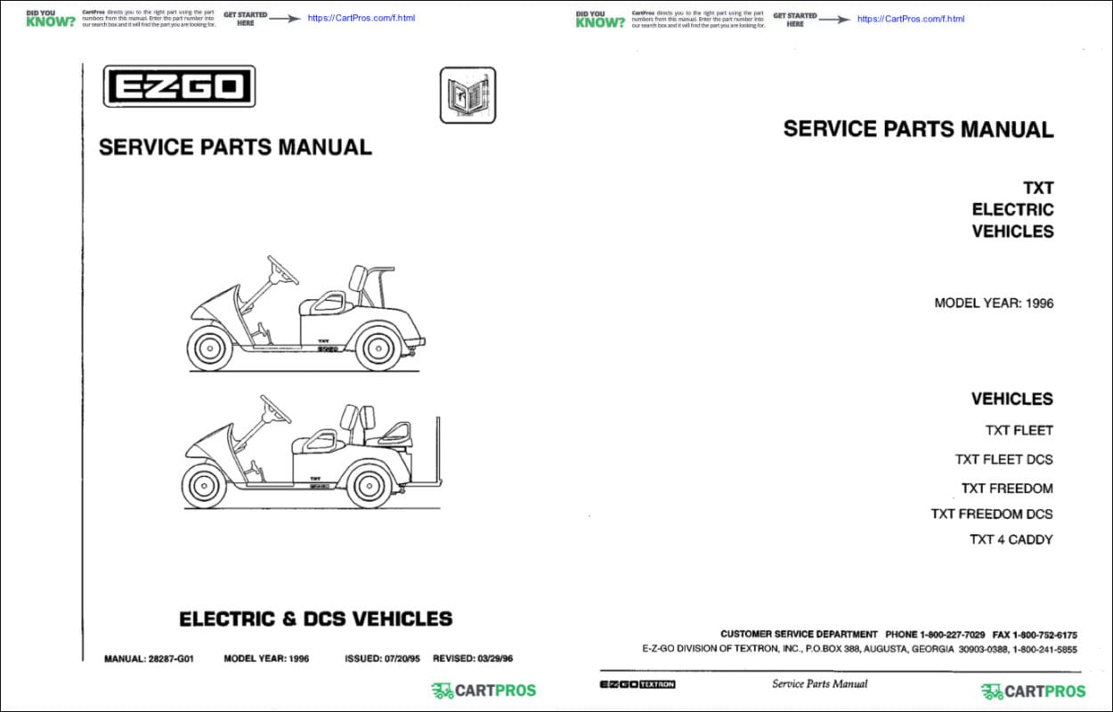 E-Z-GO Golf Cart & PTV Parts Manuals - Golf Cart Parts, Manuals &  Accessories | CartPros